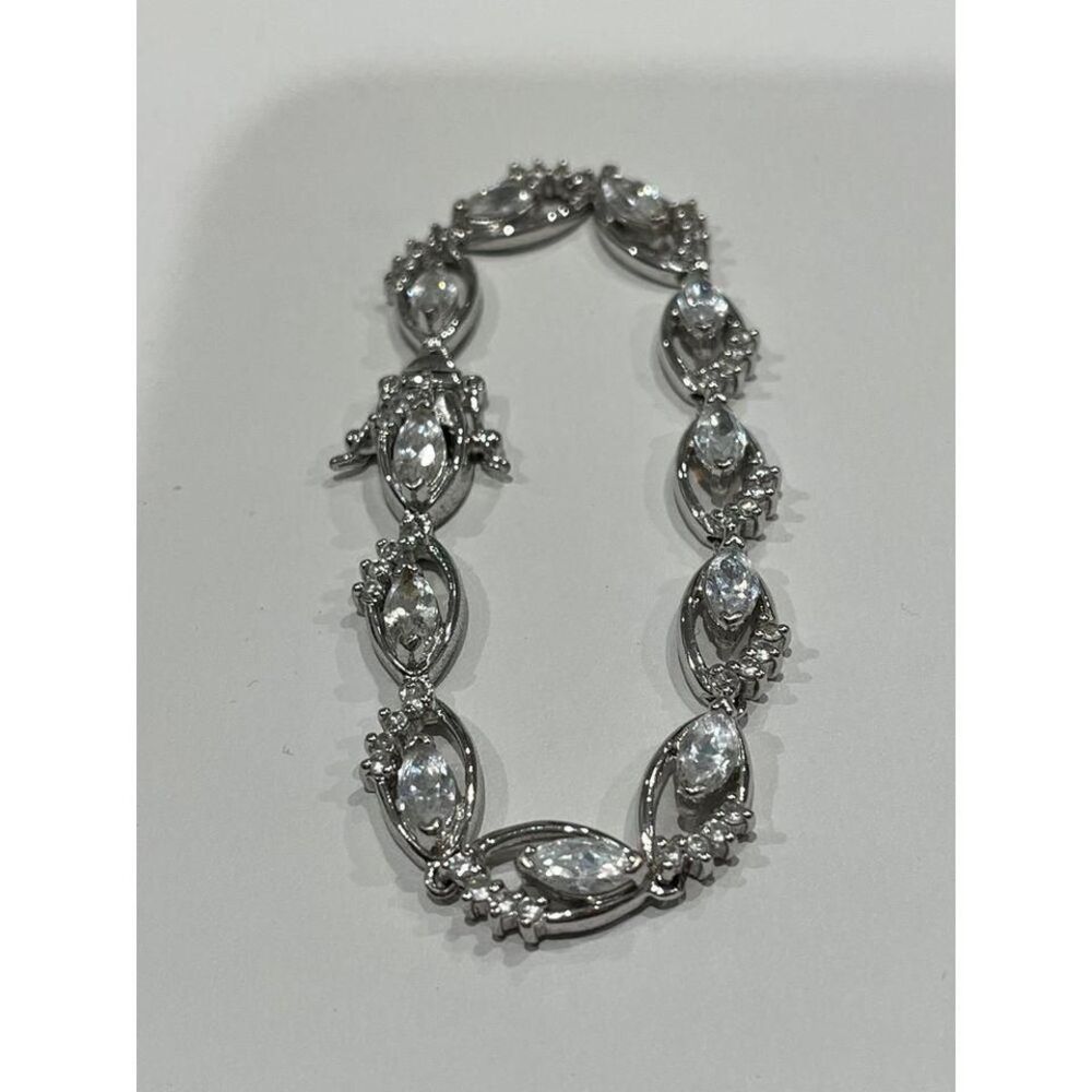 Vintage 925 silver‎ tennis small bracelet 7” flat